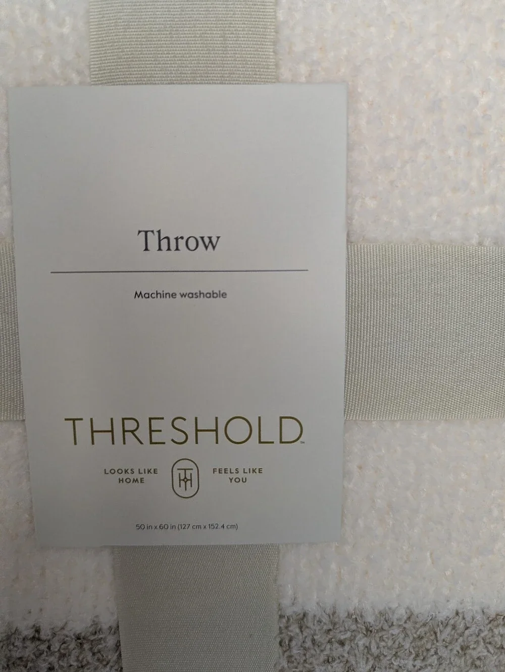 NWT Threshold Cozy Knit Border Striped Throw Blanket
